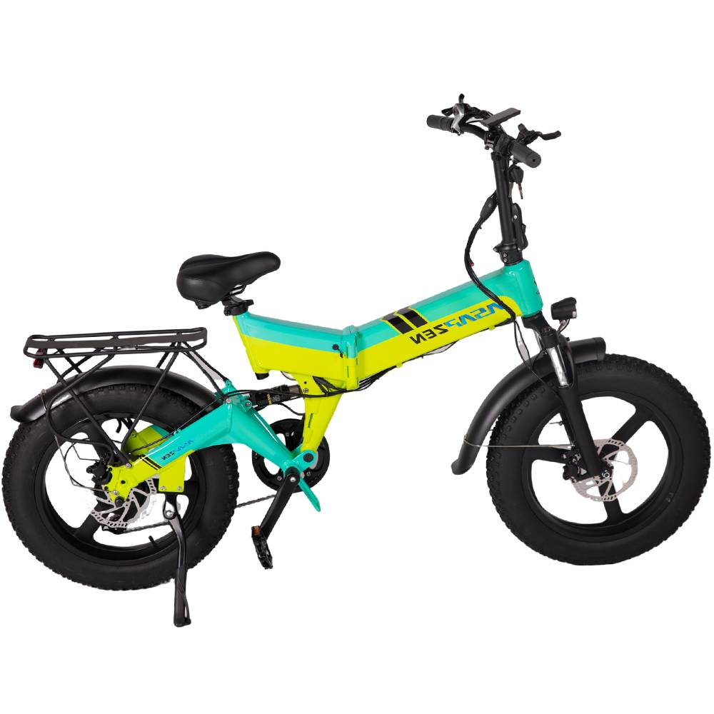 48v 500W Motor 16AH Battery Removable Adult Electric City Bike CYAN&GOLD